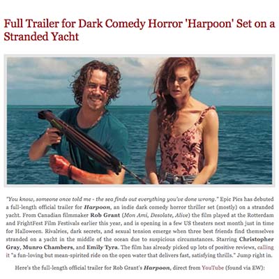 Full Trailer for Dark Comedy Horror 'Harpoon' Set on a Stranded Yacht